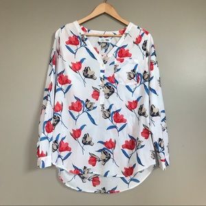 OLD NAVY • white floral cotton button tunic top